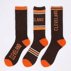 3 Pair Crew Men's Cleveland Brown Orange Socks